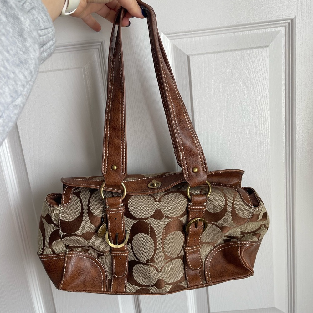 Coach Brown Vintage Signature Canvas Tote